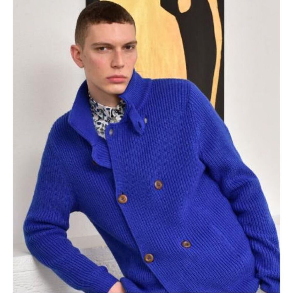 Paisley & Gray Slim Fit Cardigan Sweater Royalty Blue Size XL NWT